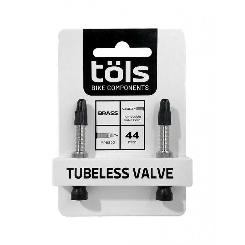 TÖLS Válvula universal de latón + herramienta central TUBELESS PRESTA 44 MM 8436577110019
