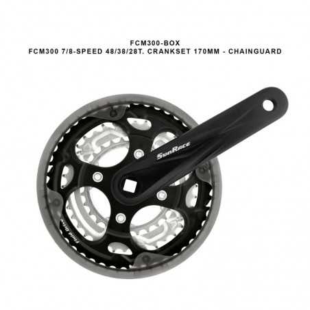 SUN RACE Juego de bielas y platos con guardacadena FCM300 7/8V 4710944249682