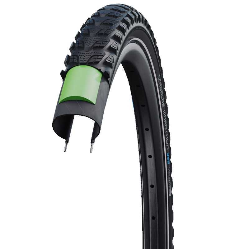 SCHWALBE Cubierta neumático rígida con reflectante MARATHON 365 26X2.15 HS475 PERF GREENG ADDIX 4SEASON 55-559 721916