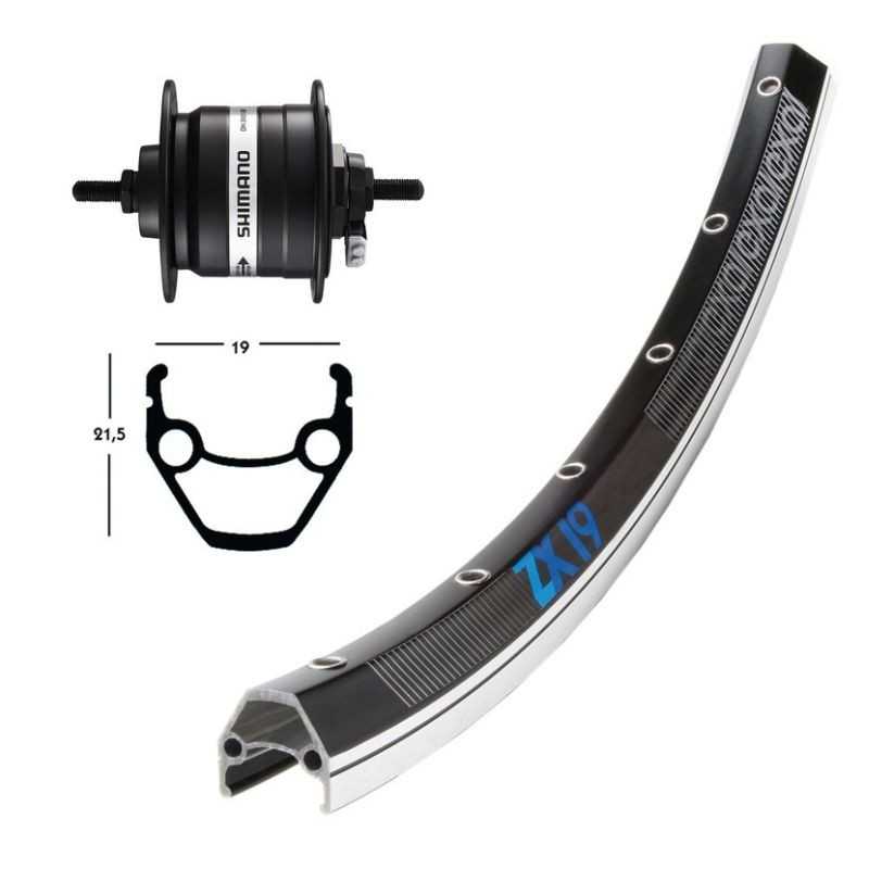 EXAL Front wheel 36 holes solid axle hub dynamo 28" ZX19 SHIMANO DH3N20 (19-622) 703155