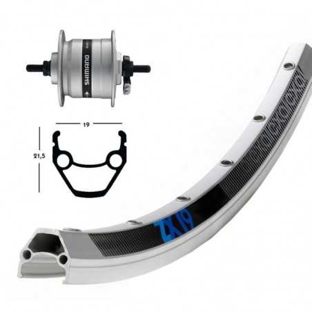 EXAL Rueda delantera 36 agujeros eje macizo buje dinamo 26" ZX19 SHIMANO DH3N30 (19-559) 703170