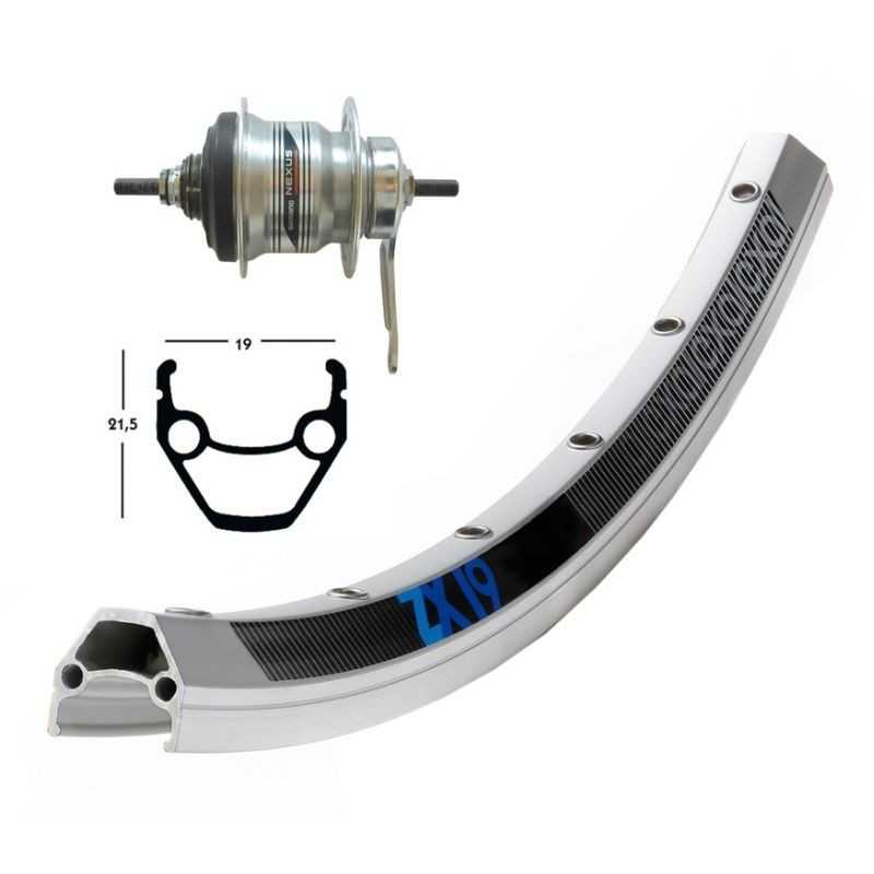 EXAL Rueda trasera 36 agujeros freno contrapedal 28x1.75 WINORA ZX 19 SHIMANO 7V (622-19) 703296