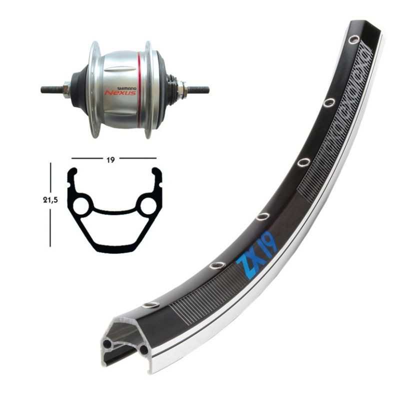 EXAL Rueda trasera 36 agujeros freno contrapedal 28x1.75 WINORA ZX 19 SHIMANO SG-C60018 135 MM 8V (622-19) 703305