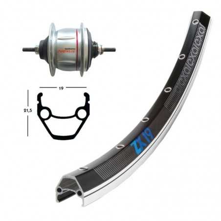 EXAL Rueda trasera 36 agujeros freno contrapedal 28x1.75 WINORA ZX 19 SHIMANO SG-C60018 135 MM 8V (622-19) 703305