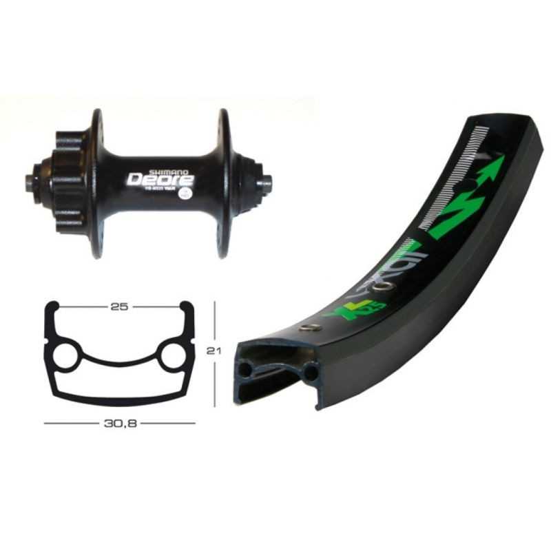 EXAL Rueda delantera 36 agujeros 26x1.90 WINORA XL 25 DISK 6T DEORE XT QR 100 MM (559-25) 703334