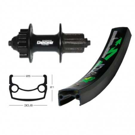 EXAL Rueda trasera 36 agujeros 26x1.90 WINORA XL 25 DISCO 6T DEORE XT QR 135 MM 8-11V (559-25) 703335