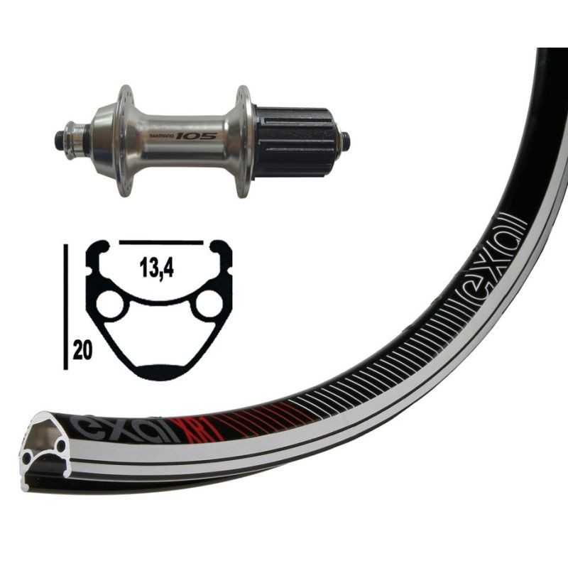 EXAL Rear wheel 36 holes 700C WINORA XR-1 SHIMANO 105 QR 130 MM 10/11V (622-13) 703374