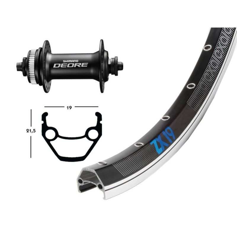 EXAL Rueda delantera 36 agujeros 26x1.75 WINORA ZX 19 DISK CL SH DEORE 6000 QR 100 MM (559-19) 703388