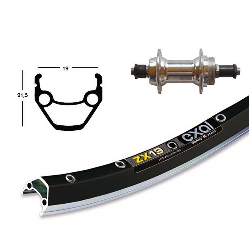EXAL Rueda trasera 36 agujeros 28x1.75 WINORA ZX 19 QR 100 MM 6/7V (622-19) 703403
