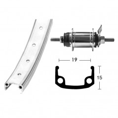 WIENER Complete wheel 36 holes zinc spokes RT 20X1 75 RB SHIMANO 1V 715014