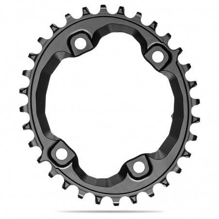 ABSOLUTE BLACK Plato corona ovalado asimétrico 4 brazos con tornillos 96 BCD SHIM XT M8000 718947VAR