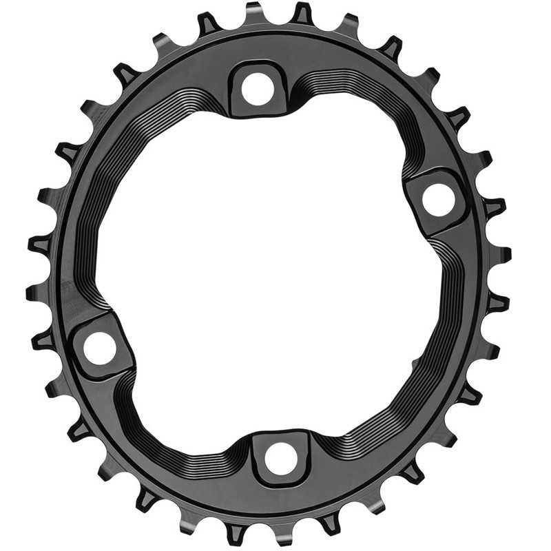 ABSOLUTE BLACK Plato corona ovalado asimétrico 4 brazos con tornillos 96 BCD SH XT M8000 HG+ 718958VAR