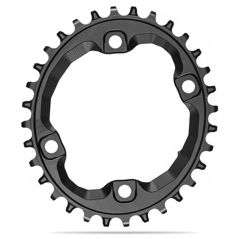 ABSOLUTE BLACK Plato corona ovalado asimétrico 4 brazos con tornillos 96 BCD SH XT M8000 HG+ 718958VAR