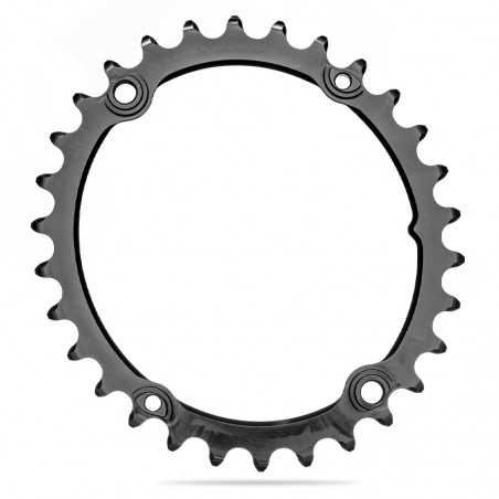 ABSOLUTE BLACK Oval crown plate 4 arms with screws 110 BCD SUBCOMPACT SHIMANO 2x9-11V 719096VAR