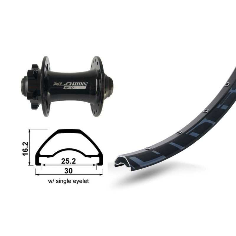 XLC Rueda delantera bicicleta para disco 6 tornillos 27.5RODI READY 25 100X15MM V.6.5MM 584-25 CON OJ.NEG TA-15 2146832100