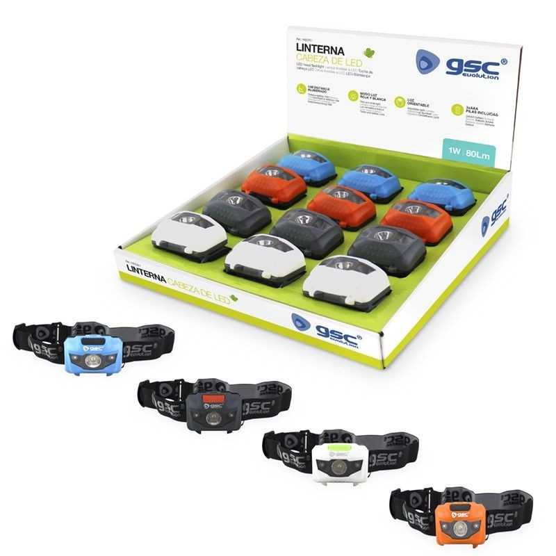 GSC EVOLUTION Linterna de cabeza con pilas 1W 80 LM (12UD) 17257