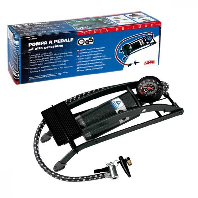 LAMPA Bomba inflador de pie con manómetro para bicicleta LAM71605
