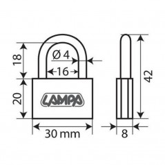 LAMPA Candado arco corto 30 MM LAM65425