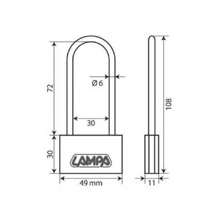 LAMPA long shackle padlock 50 MM LAM65428