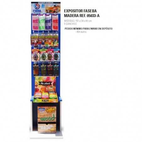 Wooden floor display with 9 empty hooks 151X34X40 CM