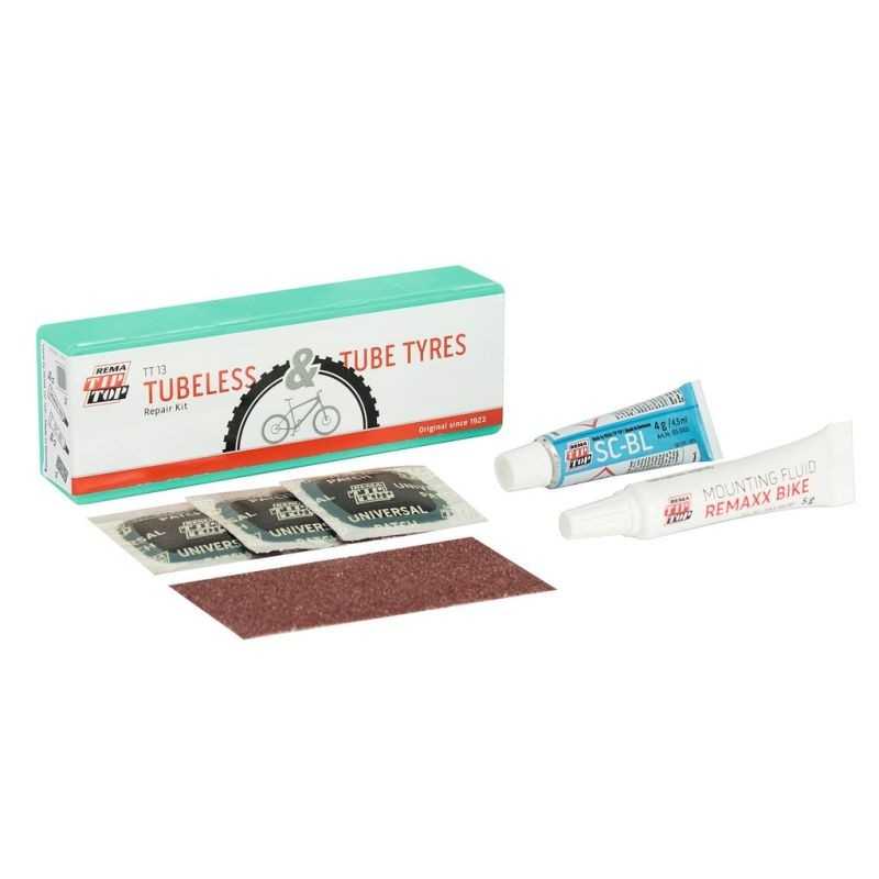 TIP-TOP Kit de reparación tubeless (3 parches reparación, papel lija y tubo sellante) TIP TOP 712242