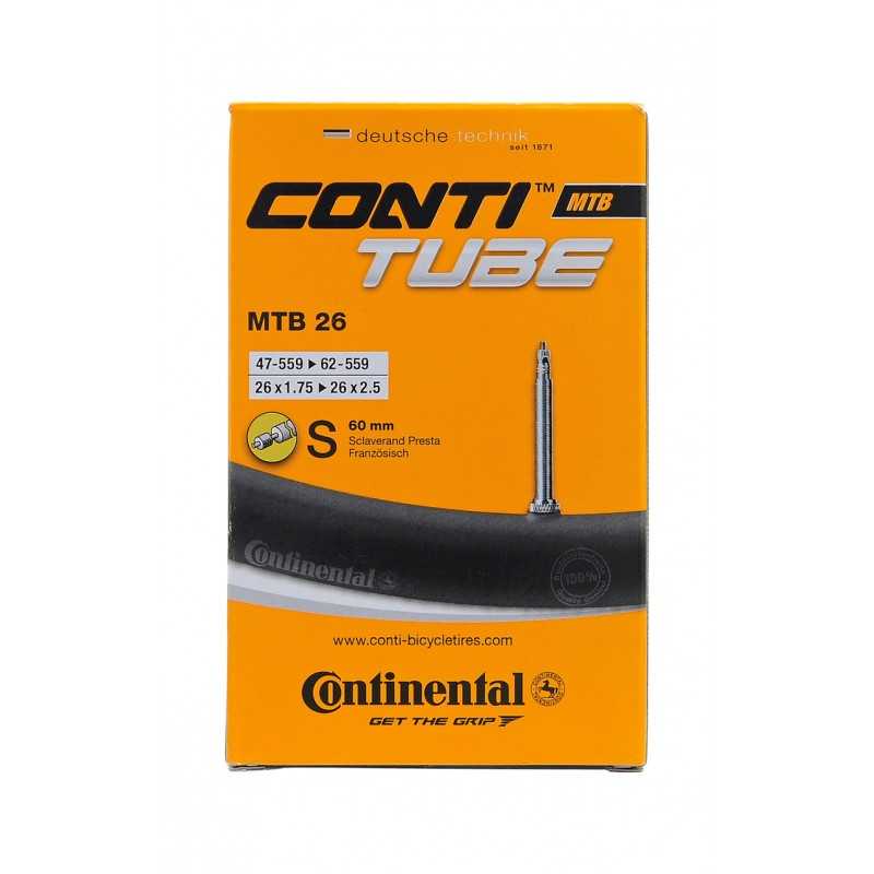 CONTINENTAL Cámara de aire para bicicleta MTB 26x1.75-2.30' válvula Presta 60mm - Marca 321116