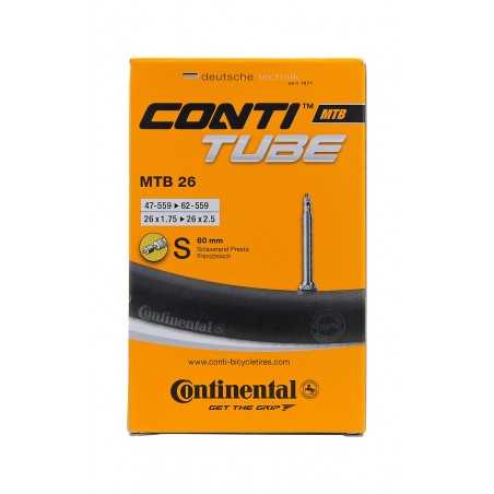 CONTINENTAL Cámara de aire para bicicleta MTB 26x1.75-2.30' válvula Presta 60mm - Marca 321116