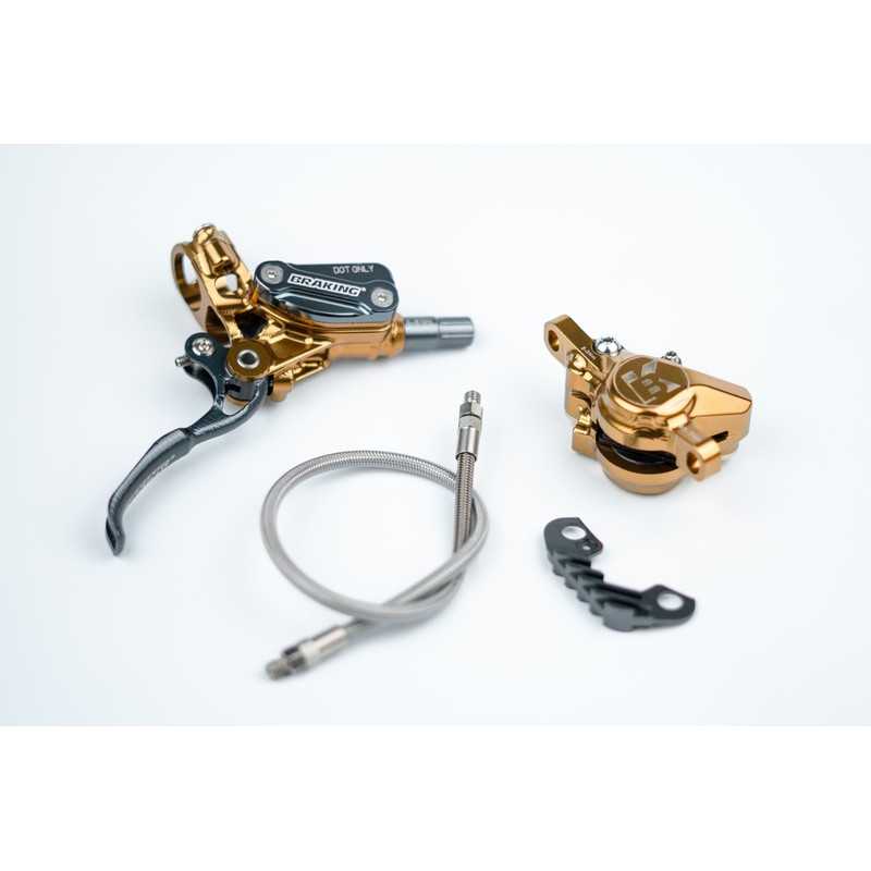 BRAKING Kit maneta freno + pinza con latiguillo kevlar y acero trenzado para bicicleta INCAS 2.0 Ø5 MM 1120636