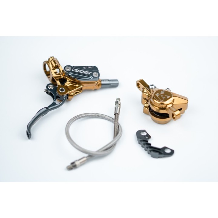 BRAKING Kit maneta freno + pinza con latiguillo FIBRA DE ARAMIDA y acero trenzado para bicicleta INCAS 2.0 Ø5 MM 1120636