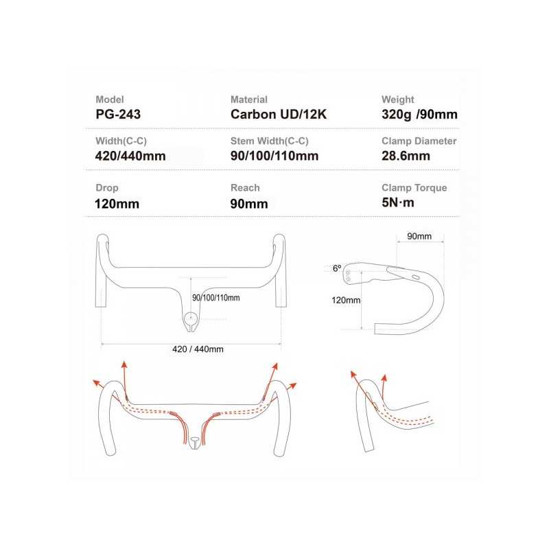 PROGRESS ROAD BICYCLE HANDLEBAR PG-243 LTD COCKPIT CARBON ROAD 44CM PG-243 LTD COCKPIT CARBON ROAD 44CM PGMARO243L