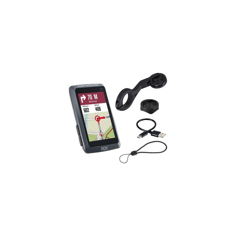 SIGMA Cuentakilometros bicicleta con soporte manillar y potencia GPS ROX 12.1 EVO BASIC GREY 61353