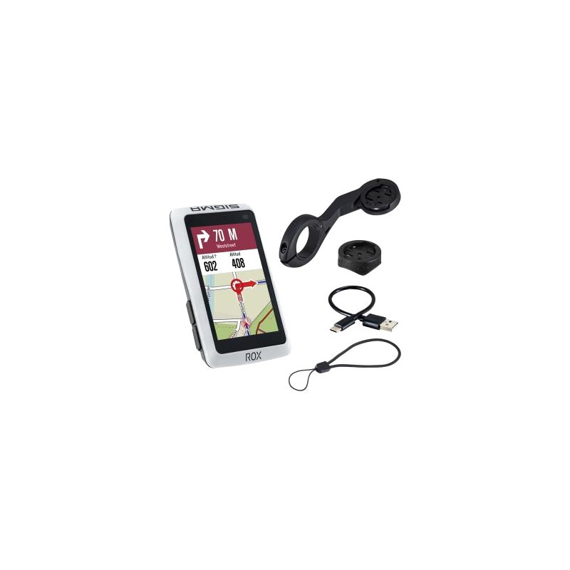 SIGMA Cuentakilometros bicicleta con soporte manillar y potencia GPS ROX 12.1 EVO BASIC WHITE 61355