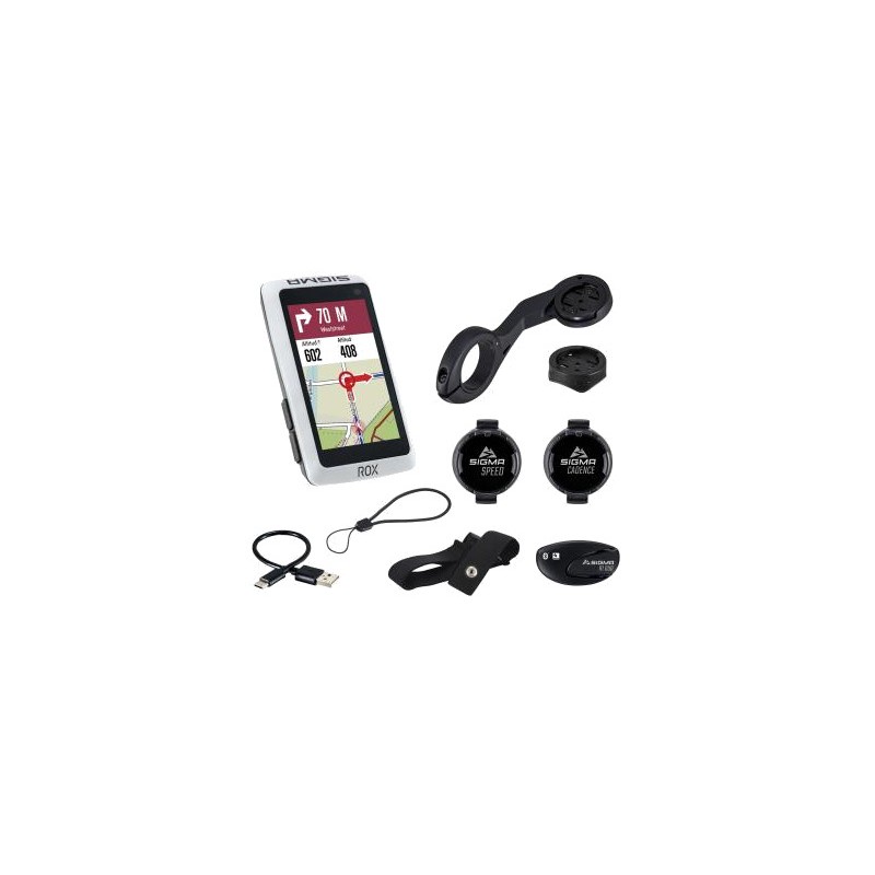 SIGMA Cuentakilometros bicicleta con set de accesorios completo GPS ROX 12.1 EVO WHITE 61356