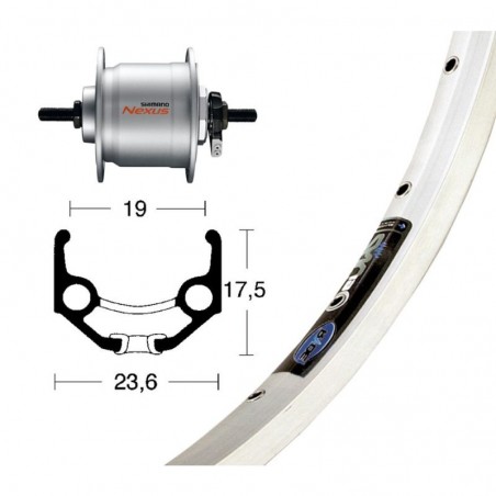 WINORA Aluminum wheel RD 28X1.75 DH3N20 36O ZAC 19 NIRO 703164