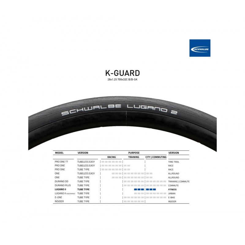 SCHWALBE Tire for bicycle LUGANO II K-GUARD 28X1.25 700X32C B/B-SK 4026495863438