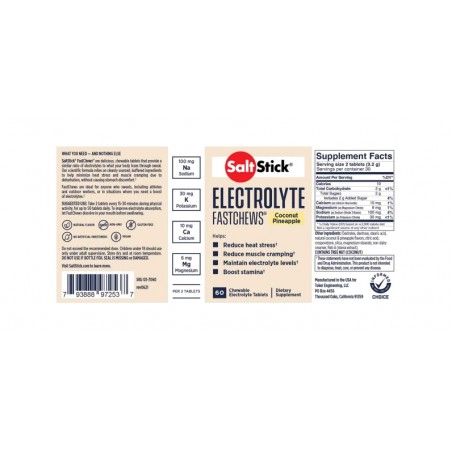 SALTSTICK Pastillas energéticas de rápida acción sabor coco y piña COCONUT PINEAPPLE 60U 793888979635