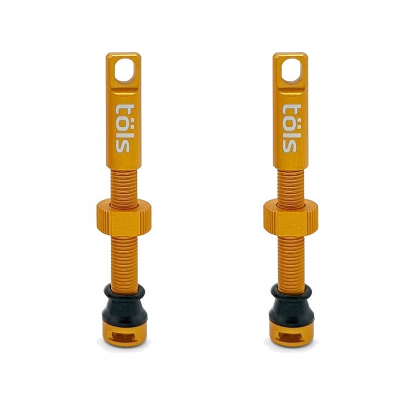 TÖLS Anti-puncture fluid for tubeless with matte gold aluminum Presta valve kit 44MM MATE 8436577118190