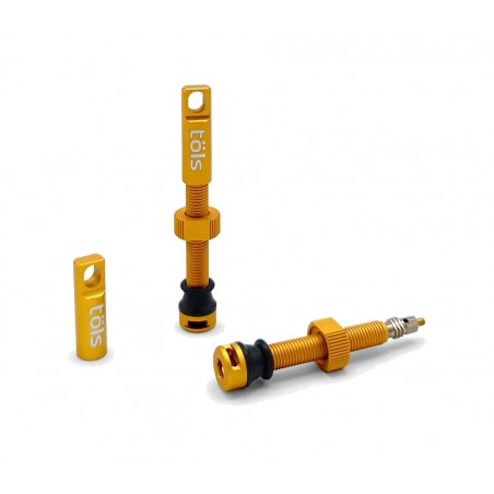 TÖLS Líquido antipinchazos para tubeless con kit de válvulas presta aluminio color dorado mate 44MM GOLD 8436577118190