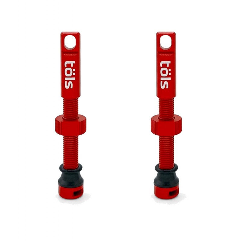 TÖLS Anti-puncture fluid for tubeless with matte red aluminum Presta valve kit 44MM MATE 8436577118206