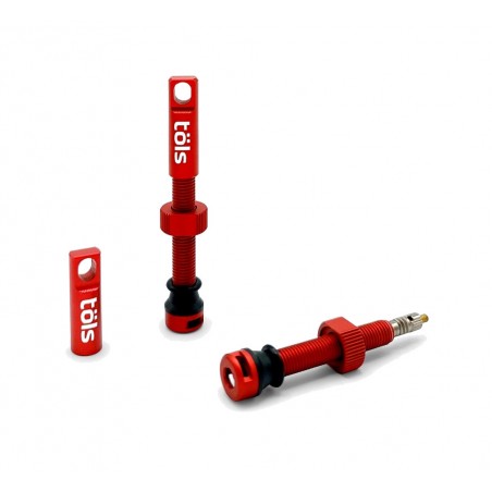 TÖLS Anti-puncture fluid for tubeless with matte red aluminum Presta valve kit 44MM MATE 8436577118206