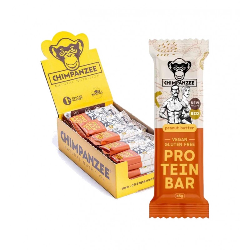 CHIMPANZEE Organic protein bar 45G X 20U VEGETARIAN / GLUTEN FREE PEANUT BOTTER 8594157875106
