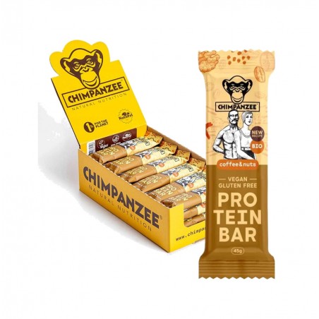 CHIMPANZEE Barra de proteína orgánica 45G X 20U VEGETARIAN / GLUTEN FREE COFFEE NUTS 8594157875120