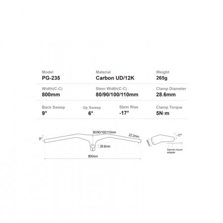 PROGRESS MANILLAR CON POTENCIA INTEGRADA PG-235 17º LTD COCKPIT CARBON MTB PGMAMTB235LCO9