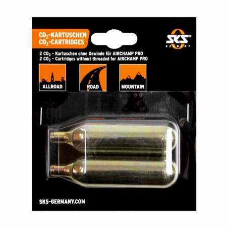SKS Cartucho bombonas sin rosca 16G SET FOR AIRCHAMP NON-THREADED 2 PCS CO2 4002556121457
