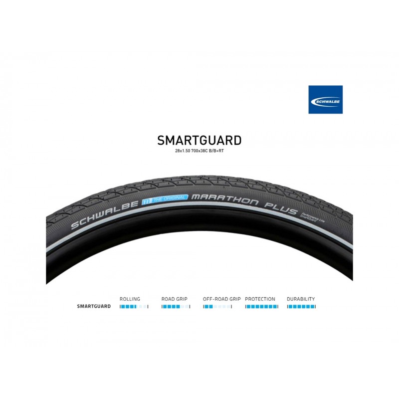 SCHWALBE Bicycle tire cover with anti-puncture protection 28" 28X1.50 700X38C B/B+RT SMARTGUARD 4026495720700