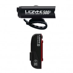 LEZYNE Front and rear led bicycle lights CLASSIC DRIVE 500+ / STICK PAIR SATIN 4710582552083