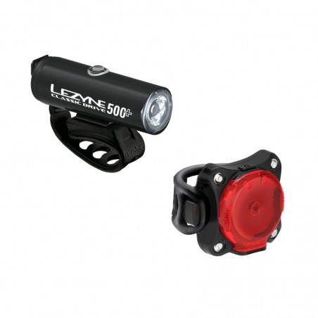 LEZYNE Front and rear led bicycle lights CLASSIC DRIVE 500+ / ZECTO 200+ PAIR SATIN 4710582552090