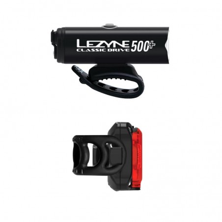LEZYNE Luces led para bicicleta delantera y trasera CLASSIC DRIVE 500+ / ZECTO 200+ PAIR SATIN 4710582552090