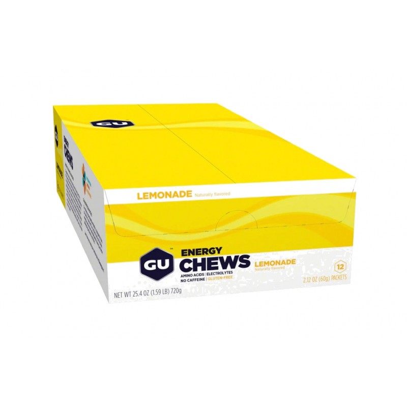 GU Lemonade flavor energy drink CHEWS 12 U 769493104724