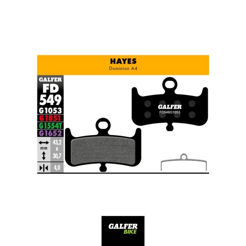 GALFER PAD, BRAKE HAYES DOMINION A4 - FD549G STANDARD G1053 8400170122144
